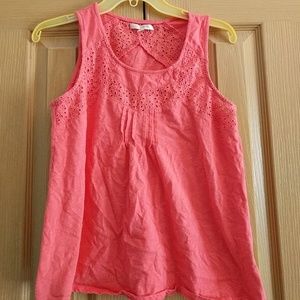 Skies are Blue Coral Eyelet Tank